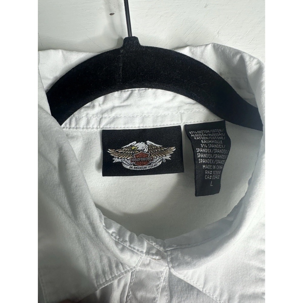 Vintage Harley Davidson Women's White Long-Sleeve Button Down Size L See Picture - Picture 10 of 13